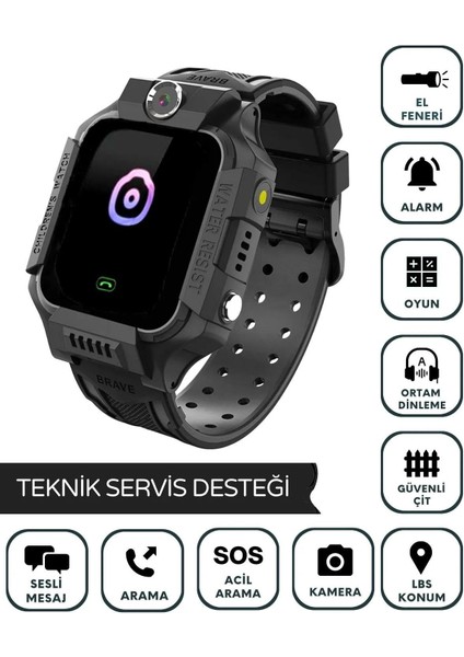Ekmekteknem Q34 Akıllı Çocuk Saatilı Konum Takipli-Black