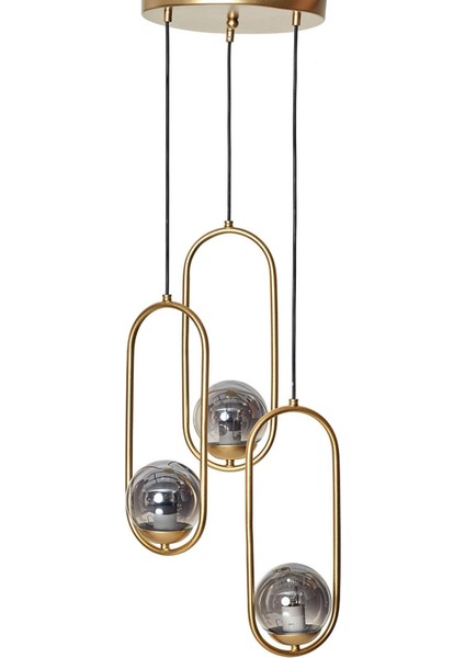 Zenga 3 Lü Sarı Metal Gövde Füme Camlı Tasarım Lüx Avize fiyatları