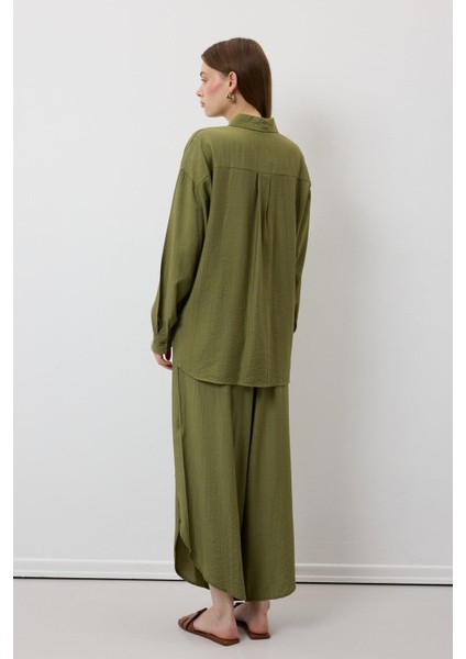 Beli Lastikli Yırtmaçlı Pantolon Haki fırsatları