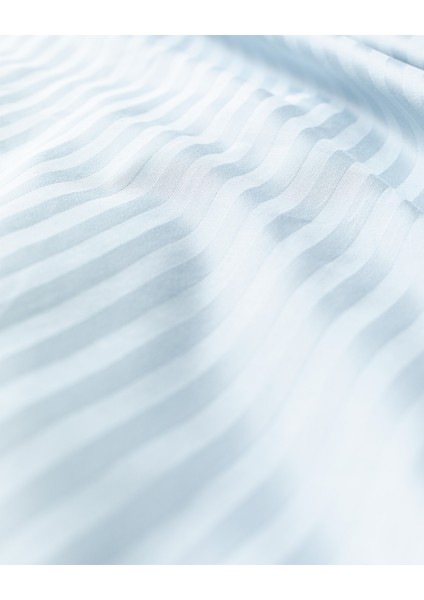Elicia Çift Kişilik %100 Pamuk Çizgili Saten Nevresim Takımı - Açık Mavi indirimleri