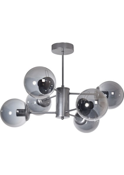 Seul Modern Tasarım Salon Yemek Odası Mutfak Gri Renk Füme Camlı Sarkıt 6 Lı Avize fiyatları