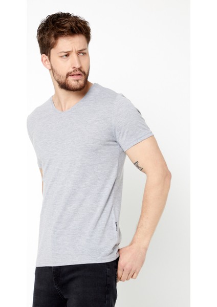 Erkek Pamuklu Kısa Kollu V Yaka T-Shirt