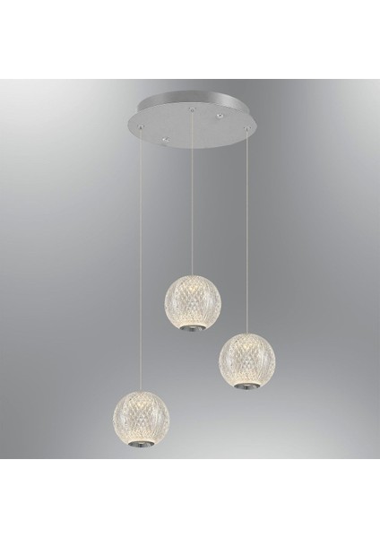 4134-3A-02 3'li Merkür Sarkıt Avize Krom