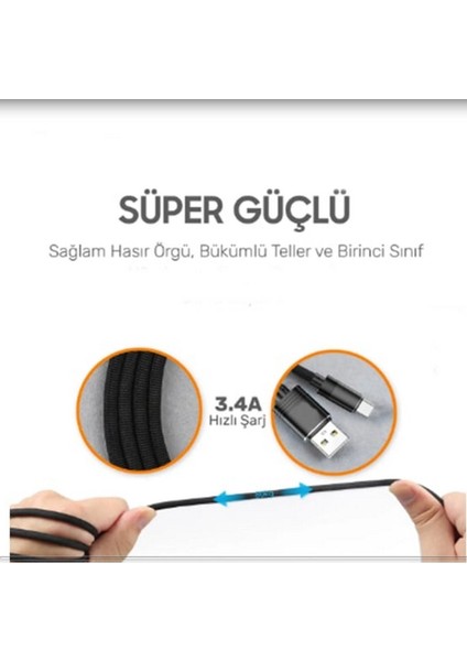 3.0 A Redmi Note 13 Pro+ Plus 5g Uyumlu Kopmaz Halat USB To Type C Kablo 1M-AP210T