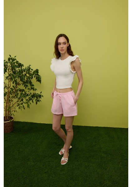 Kadın Ekru Kolları Pileli Kısa Kollu T-Shirt fiyatları