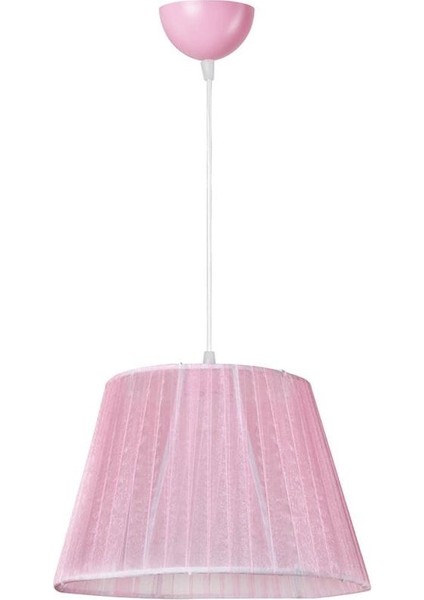 Modern Pembe Ledli Sarkıt Lamba - Kumaş Malzemeli Ampul Başlıklı Led Aydınlatma Ürünü modelleri