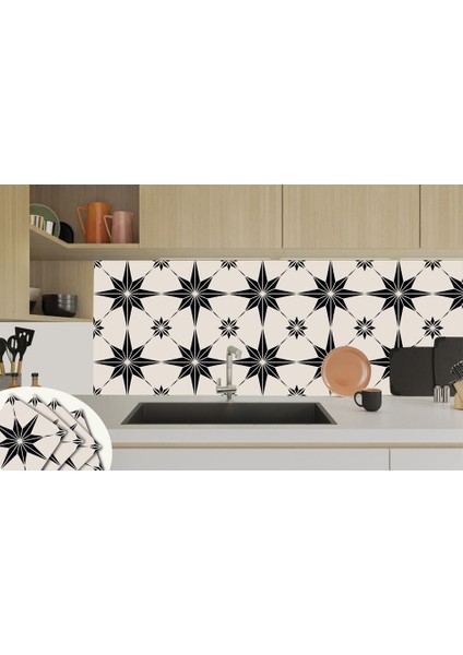 Kendinden Yapışkanlı Siyah Yıldız Desenli Pvc Karo 30X30 cm (33 Adet) 3m2