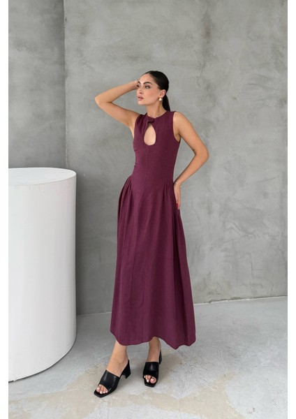 Damla Yaka Premium Bordo Elbise fiyatları