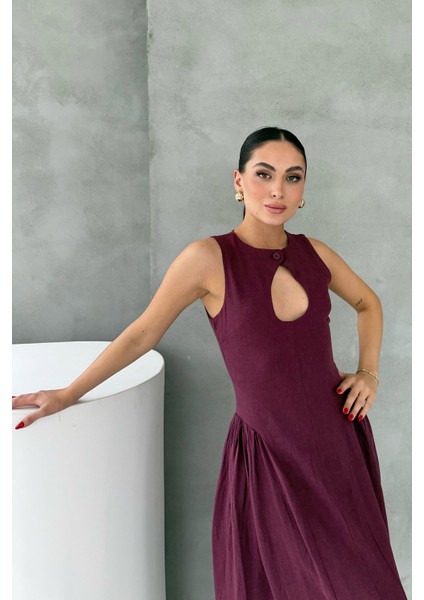 Damla Yaka Premium Bordo Elbise modelleri