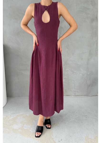 Damla Yaka Premium Bordo Elbise indirimleri