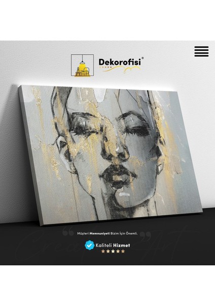 Dekor Ofisi Karakalem Soyut Kadın Dekoratif Kanvas Tablo