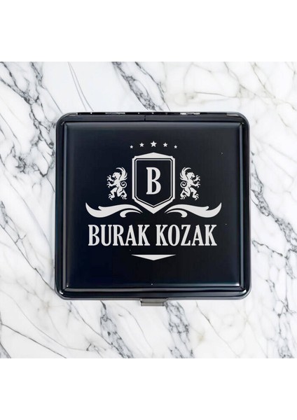 Isme Özel Premium Metal Siyah Sigara Tabakası