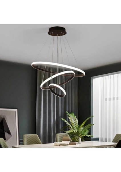 Elyus Avize Albert Siyah Ultra Beyaz Ledli 3'lü Avize