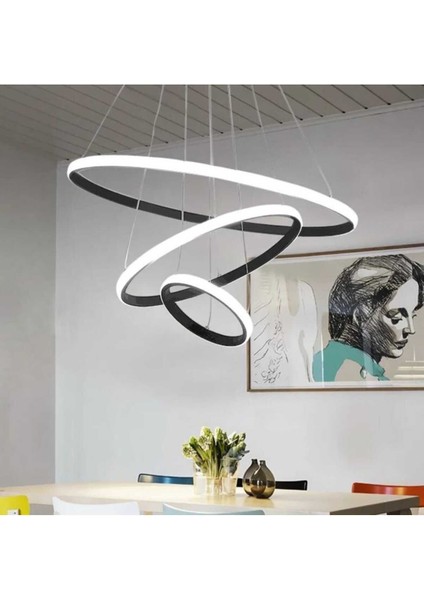 Elyus Avize Albert Siyah Ultra Beyaz Ledli 3'lü Avize modelleri