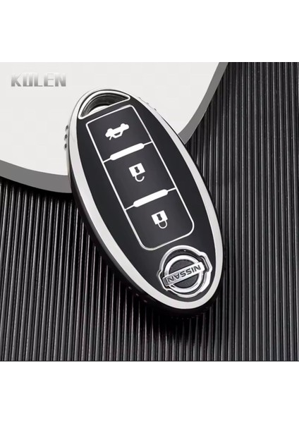 Nissan X-Trail Sustasız Anahtar Kılıfı Siyah-Silver