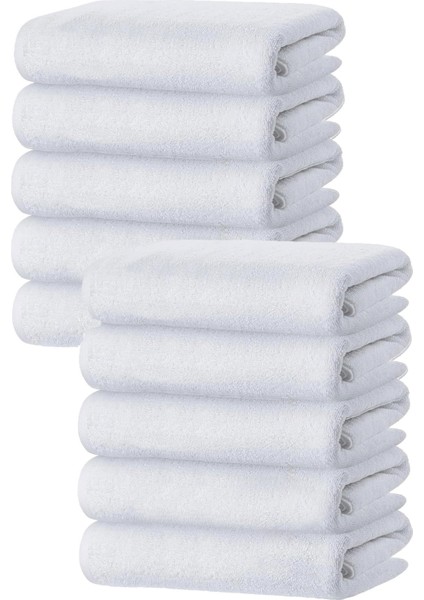 10 Lu El Yüz Otel Havlusu 50 x 90 cm Beyaz 20/2 Ring 300 gr