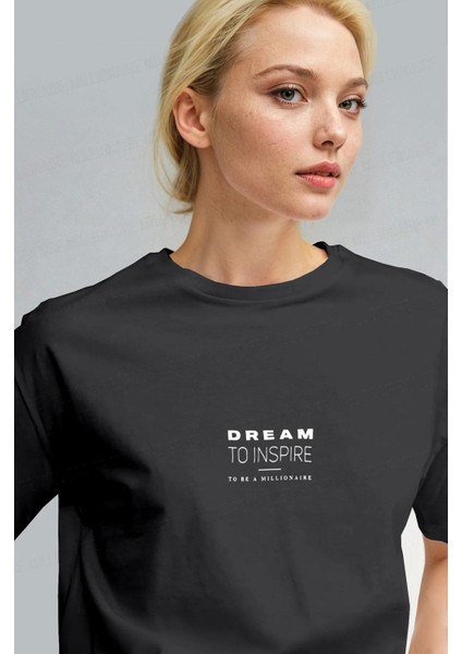 Kadın Füme Inspire Regular Fit Normal Kalıp T-Shirt