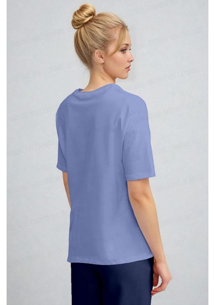 Kadın Mavi Inspire Regular Fit Normal Kalıp T-Shirt