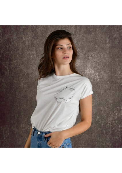 Connect Pocket Kadın Baskılı T-Shirt