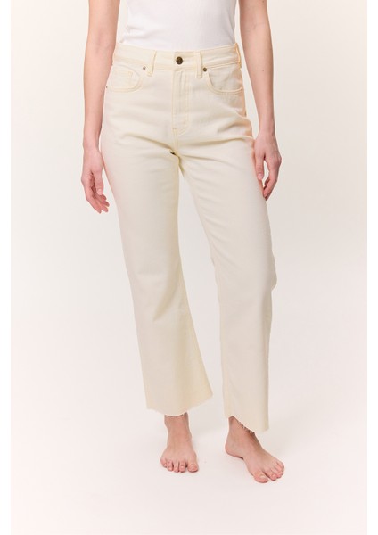 Yüksek Bel Flare Paça Jean Ekru fiyatları