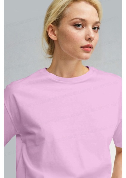 Kadın Pembe Nefes Alan Bisiklet Yaka Regular Fit Normal Kesim Baskisiz Basic T-Shirt fiyatları