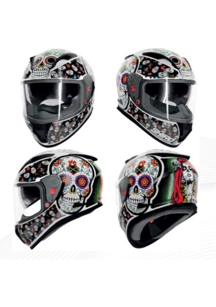 Shıro 5008 S08 Kask FF-605 Shadow Skullcandy Sv Xl 6162 (Gözlüklü)