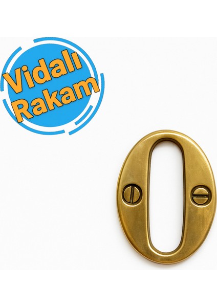 Metal Vidalı Kapı Numarası Gold 0 Numara