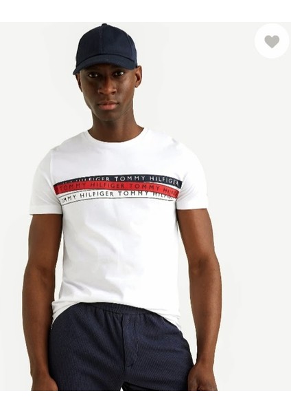 Göğüsde Renk Şeritli Erkek T-Shirt