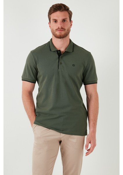 Pamuklu Slim Fit Şerit Detaylı Düğmeli Polo Yaka 4'lü T Shirt Erkek T Shirt 5902118S4