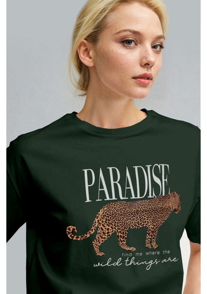 Kadın Nefti Paradise Leopar Kadın Kısa Kol Relax Fit Rahat Kesim Regular T-Shirt fiyatları