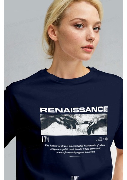 Kadın Lacivert Renaissance Regular Fit Normal Kalıp T-Shirt
