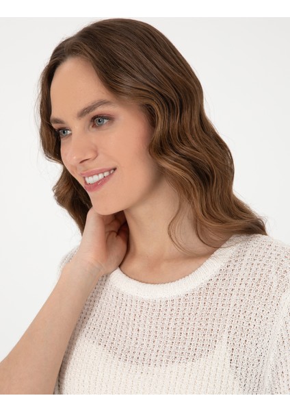 Kadın Ekru Regular Fit Triko Tişört 50306558-VR019 fiyatları