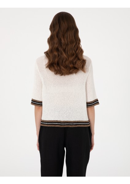 Kadın Ekru Regular Fit Triko Tişört 50306558-VR019 indirimleri