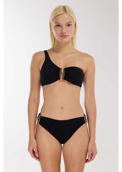 5709 Siyah Tek Omuz Bikini Takımı