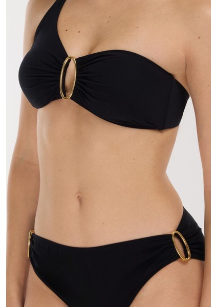 5709 Siyah Tek Omuz Bikini Takımı