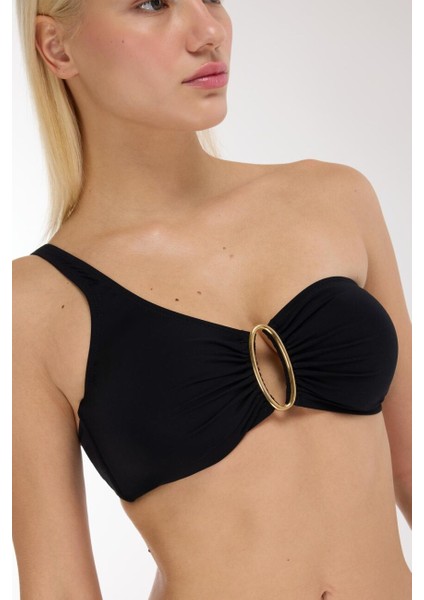 5709 Siyah Tek Omuz Bikini Takımı