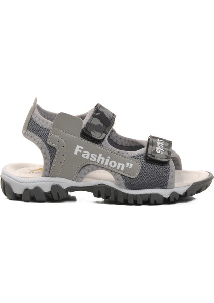 Gri Kamuflaj Erkek Çocuk Düz Sandalet