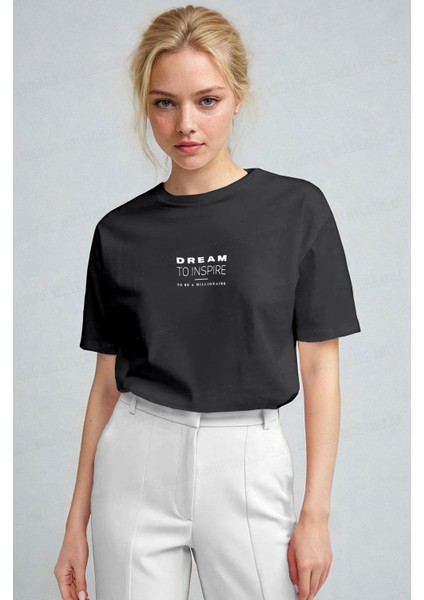Kadın Füme Inspire Regular Fit Normal Kalıp T-Shirt