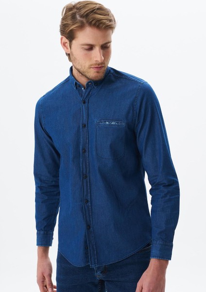 Erkek Denim Jean Slim Fit / Dar Kesim Kot Dokuma Gömlek K9GKD1070 modelleri