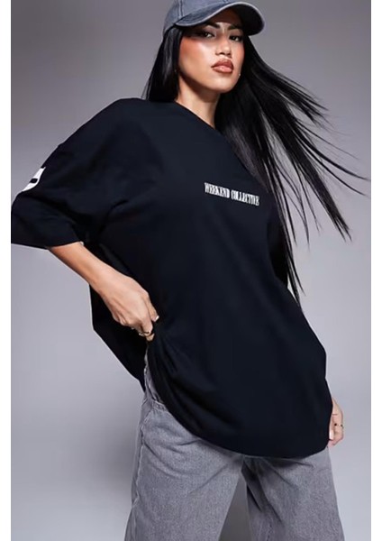 Kadın Siyah Weekend Oversize Fit Bol Geniş Kalıp Salaş Kesim T-Shirt modelleri