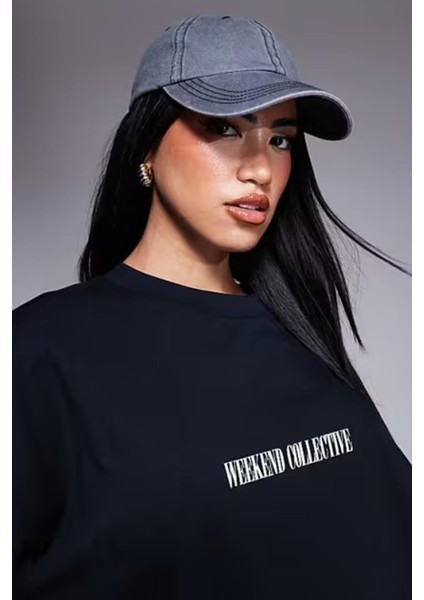 Kadın Siyah Weekend Oversize Fit Bol Geniş Kalıp Salaş Kesim T-Shirt fırsatları