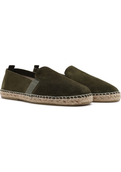 Erkek Yeşil Süet Deri Espadril 25SFD770010
