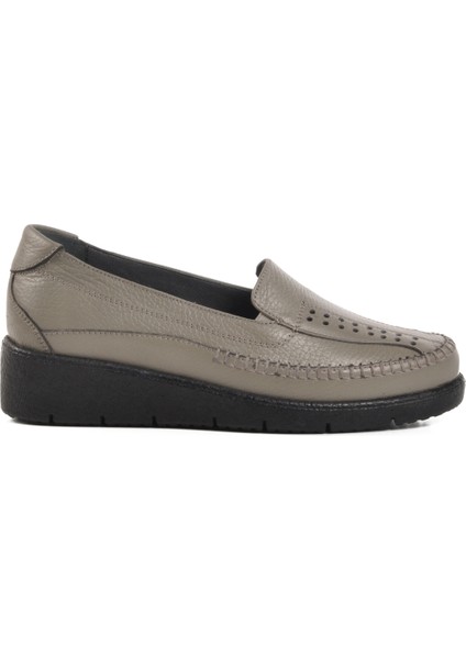 Gri Deri Kadın Casual Ayakkabı