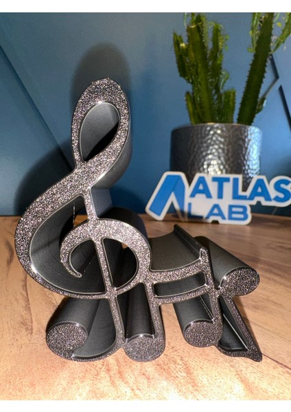 3D Baskı Müzik Temalı Nota Şeklinde Masaüstü Telefon Standı – Şık ve Fonksiyonel Telefon Tutucu -Siyah
