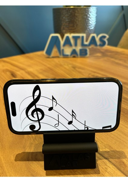 3D Baskı Müzik Temalı Nota Şeklinde Masaüstü Telefon Standı – Şık ve Fonksiyonel Telefon Tutucu -Siyah