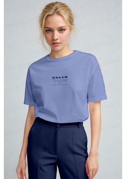 Kadın Mavi Inspire Regular Fit Normal Kalıp T-Shirt