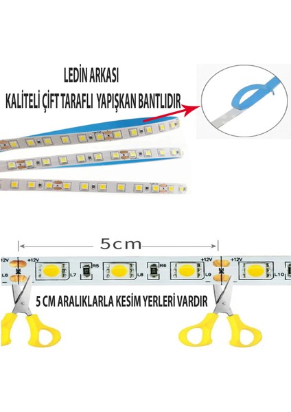 Dokunmatik DİMMERLİ Aç Kapa Mutfak Dolabına LED Işık((BEYAZ IŞIK 2 METRE))(Videoyu Izleyiniz)