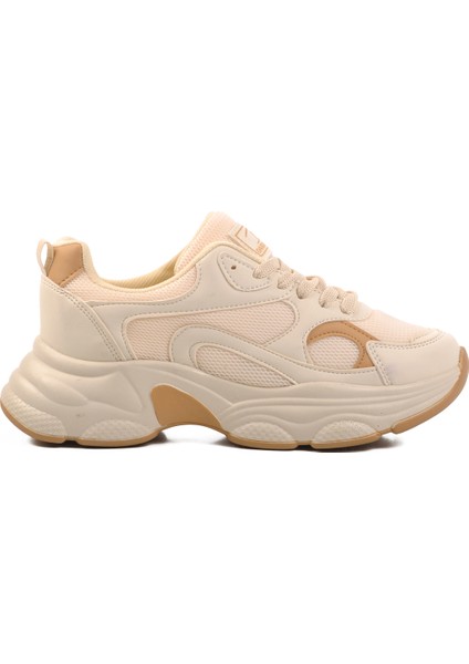Bej Taba Fileli Kadın Spor Ayakkabı Sneaker
