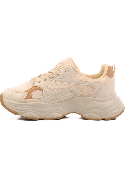 Bej Taba Fileli Kadın Spor Ayakkabı Sneaker