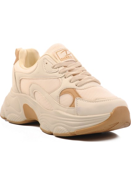 Bej Taba Fileli Kadın Spor Ayakkabı Sneaker